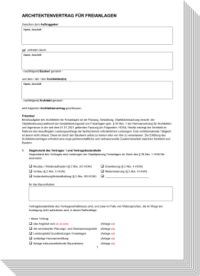 Musterarchitektenvertrag Freianlagen