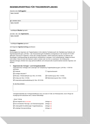 Musteringenieurvertrag Tragwerk