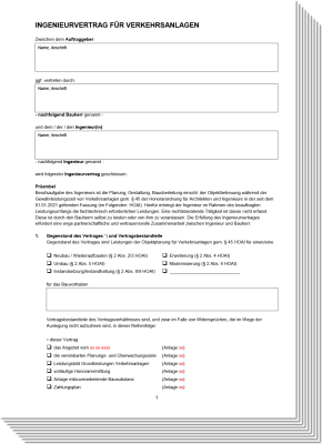 Musteringenieurvertrag Verkehrsanlage