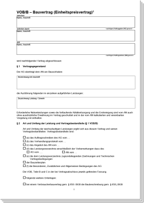 Bauvertrag Nach VOB 30 00 Bauvertrag Nach VOB 30 00