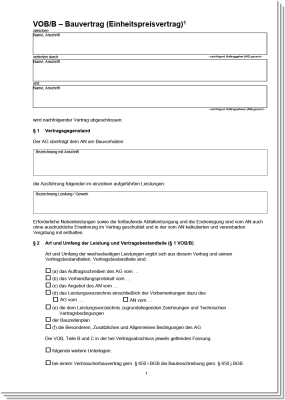 Bauvertrag VOBB (Einheitspreisvertrag)