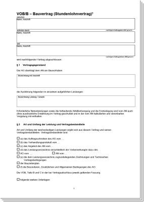 Bauvertrag VOBB (Stundenlohnvertrag)